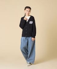 KJCKA41039 a.v.v KIDS(アー・ヴェ・ヴェ) [130-160]ワンポイント刺繍カーディガン ライトグレー
