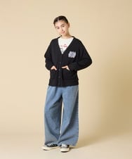KJCKA41039 a.v.v KIDS(アー・ヴェ・ヴェ) [130-160]ワンポイント刺繍カーディガン ライトグレー