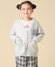KJCKA41039 a.v.v KIDS(アー・ヴェ・ヴェ) [130-160]ワンポイント刺繍カーディガン ライトグレー