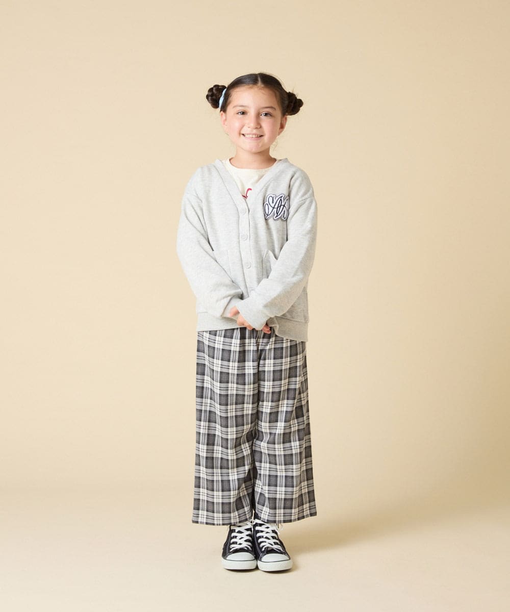 KJCKA41039 a.v.v KIDS(アー・ヴェ・ヴェ) [130-160]ワンポイント刺繍カーディガン ライトグレー