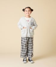 KJCKA41039 a.v.v KIDS(アー・ヴェ・ヴェ) [130-160]ワンポイント刺繍カーディガン ライトグレー