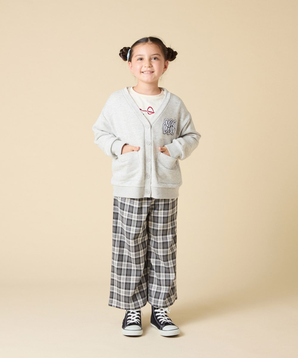KJCKA41039 a.v.v KIDS(アー・ヴェ・ヴェ) [130-160]ワンポイント刺繍カーディガン ライトグレー