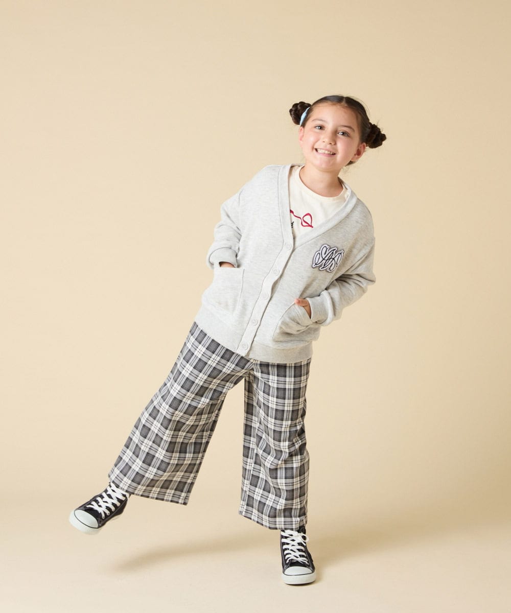 KJCKA41039 a.v.v KIDS(アー・ヴェ・ヴェ) [130-160]ワンポイント刺繍カーディガン ライトグレー