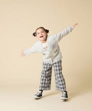 KJCKA41039 a.v.v KIDS(アー・ヴェ・ヴェ) [130-160]ワンポイント刺繍カーディガン ライトグレー
