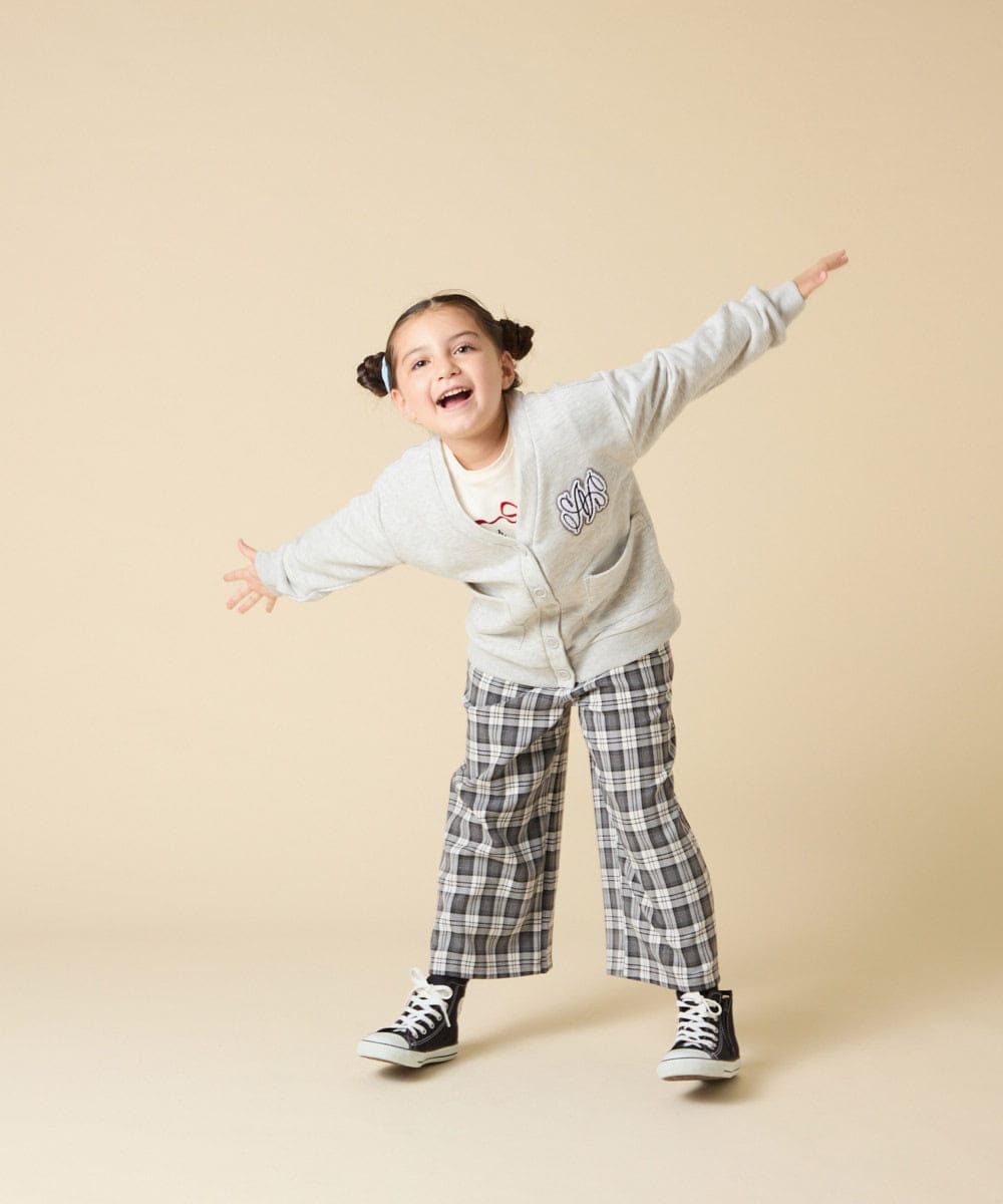KJCKA41039 a.v.v KIDS(アー・ヴェ・ヴェ) [130-160]ワンポイント刺繍カーディガン ライトグレー