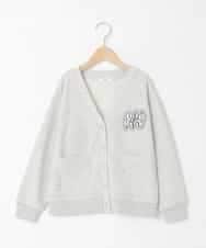 KJCKA41039 a.v.v KIDS(アー・ヴェ・ヴェ) [130-160]ワンポイント刺繍カーディガン ライトグレー