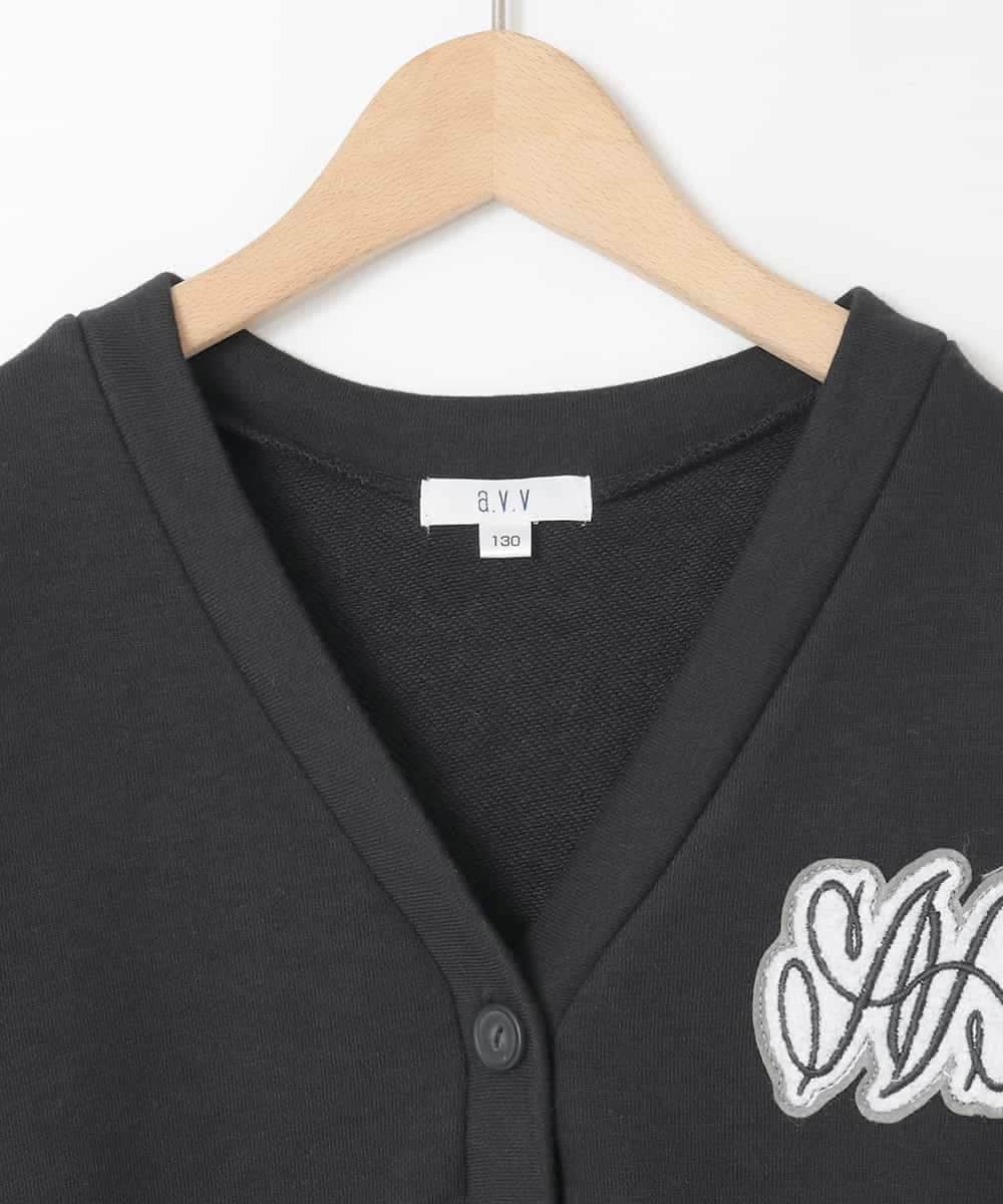 KJCKA41039 a.v.v KIDS(アー・ヴェ・ヴェ) [130-160]ワンポイント刺繍カーディガン ブラック