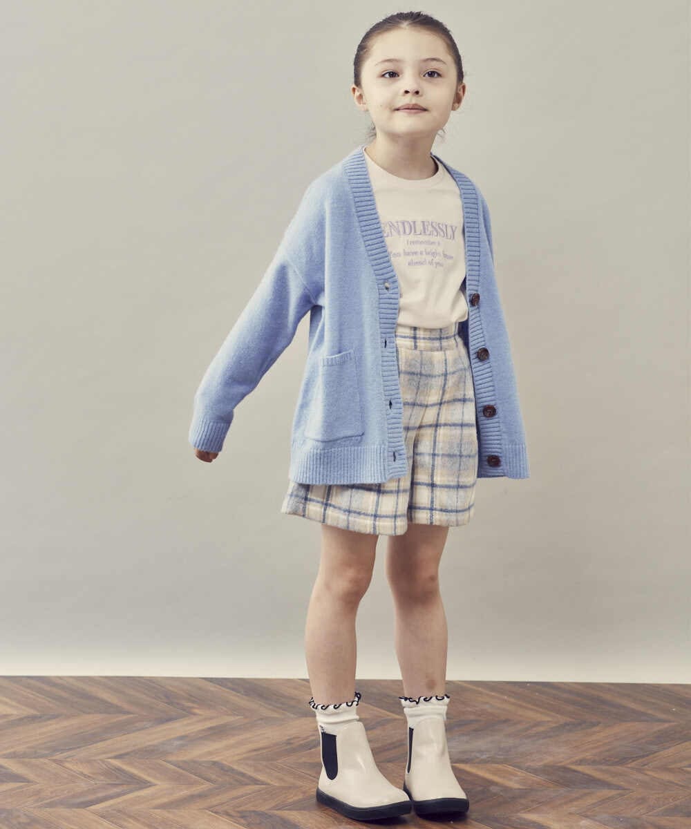 KJCKP40034 a.v.v KIDS(アー・ヴェ・ヴェ) [100-130]Vネックカラーカーディガン ブルー