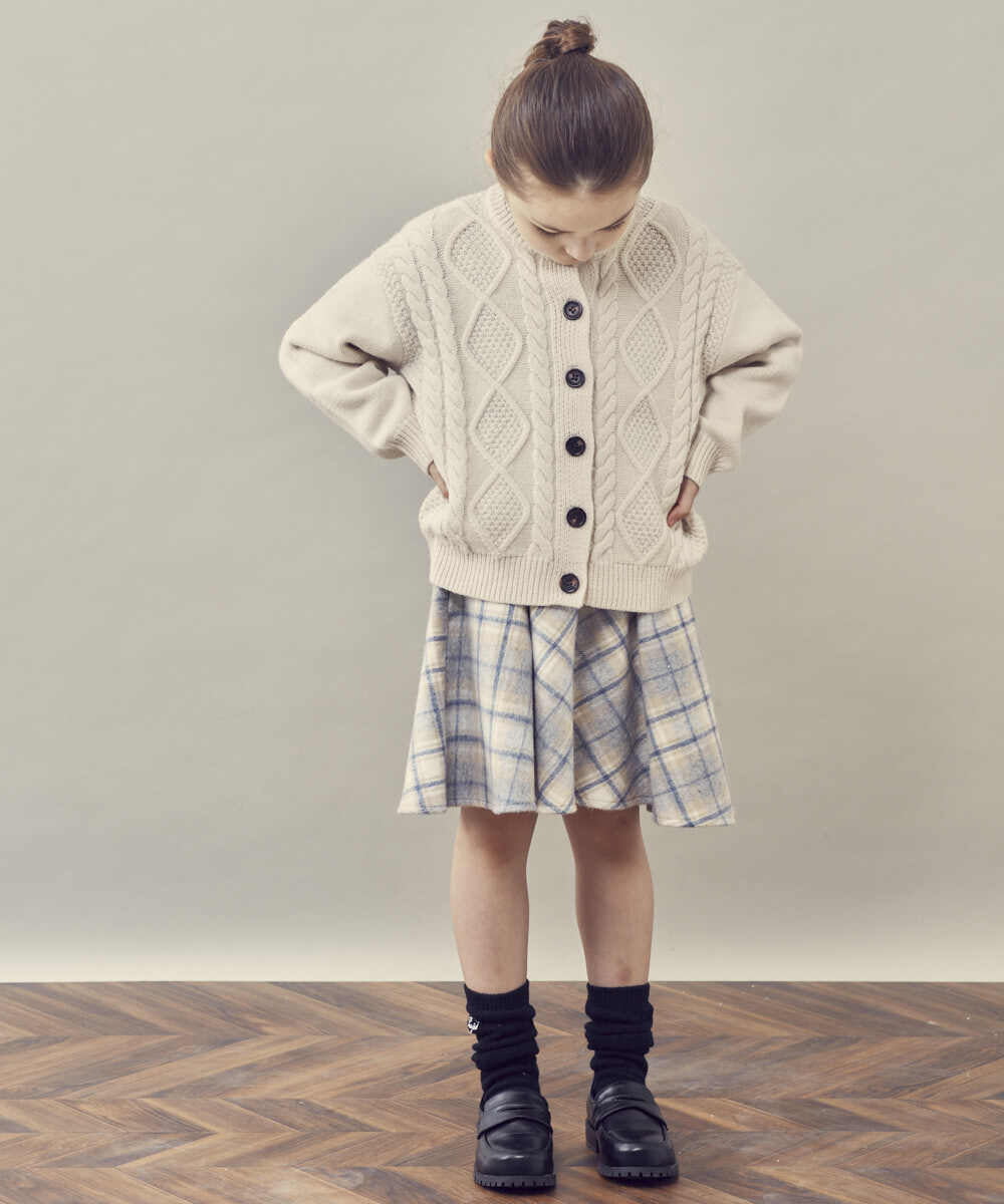 KJCKP41039 a.v.v KIDS(アー・ヴェ・ヴェ) [100-130]ケーブルカーディガン アイボリー