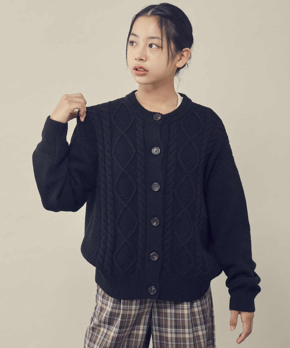 KJCKP41039 a.v.v KIDS(アー・ヴェ・ヴェ) [100-130]ケーブルカーディガン アイボリー