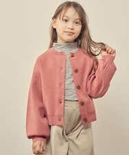 KJCKP42029 a.v.v KIDS(アー・ヴェ・ヴェ) [100-130]ミラノリブ丸首カーディガン ピンク