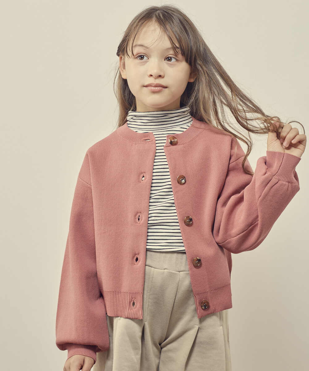KJCKP42029 a.v.v KIDS(アー・ヴェ・ヴェ) [100-130]ミラノリブ丸首カーディガン ブルー
