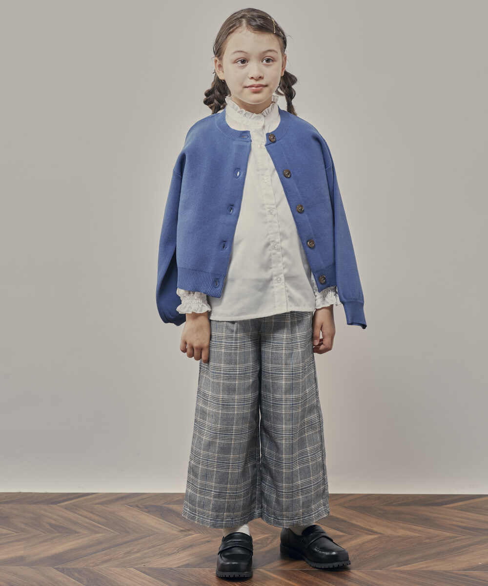 KJCKP42029 a.v.v KIDS(アー・ヴェ・ヴェ) [100-130]ミラノリブ丸首カーディガン ブルー