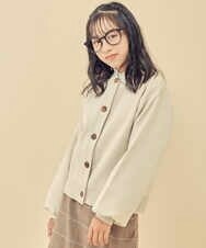 KJCKP42029 a.v.v KIDS(アー・ヴェ・ヴェ) [100-130]ミラノリブ丸首カーディガン ベージュ
