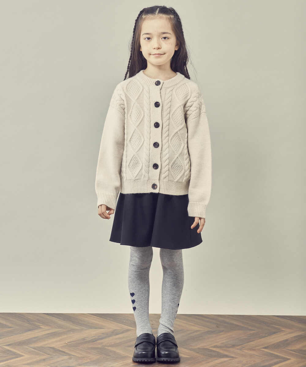 KJCKQ41044 a.v.v KIDS(アー・ヴェ・ヴェ) [140-150]ケーブルカーディガン ブラック