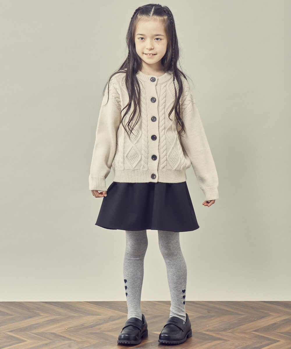 KJCKQ41044 a.v.v KIDS(アー・ヴェ・ヴェ) [140-150]ケーブルカーディガン ブラック
