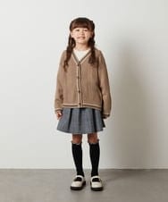 KJCKS42029 a.v.v KIDS(アー・ヴェ・ヴェ) [110-130]ライン入りニットカーディガン ベージュ