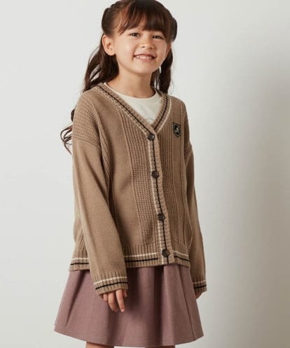 KJCKS42029 a.v.v KIDS [110-130]ライン入りニットカーディガン