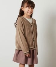 KJCKS42029 a.v.v KIDS(アー・ヴェ・ヴェ) [110-130]ライン入りニットカーディガン ベージュ