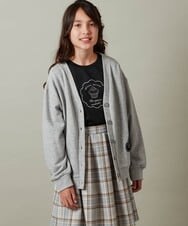KJCKU43039 a.v.v KIDS(アー・ヴェ・ヴェ) [160]ワッペン付き裏毛カーディガン ライトグレー