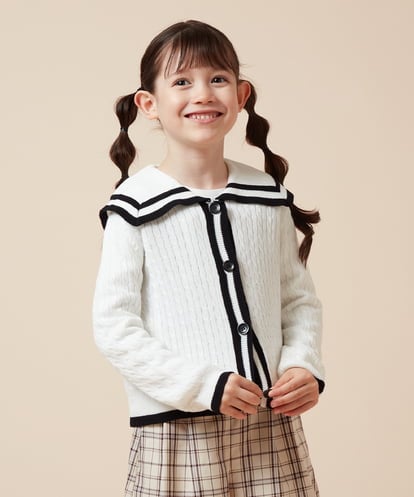 KJCKW31039 a.v.v KIDS [140-150]セーラーカラーニットカーデ