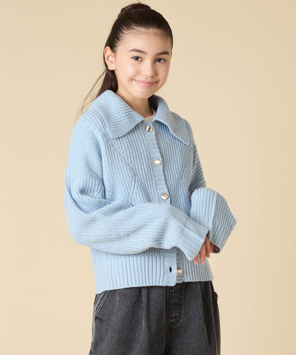 KJCLA40044 a.v.v KIDS(アー・ヴェ・ヴェ) [130-160]襟付きカーディガン ライトブルー