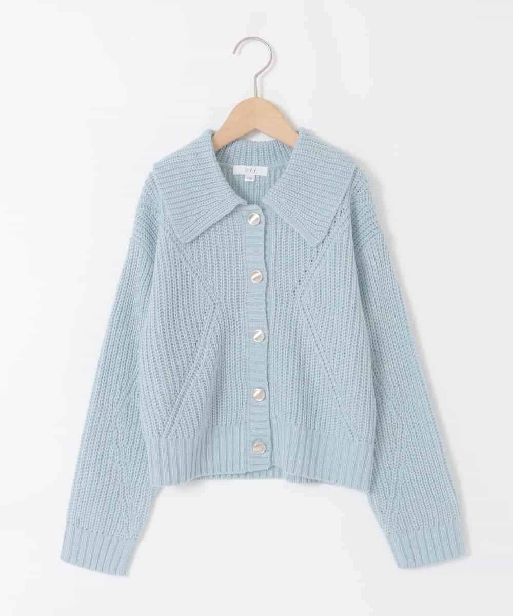 KJCLA40044 a.v.v KIDS(アー・ヴェ・ヴェ) [130-160]襟付きカーディガン ライトブルー