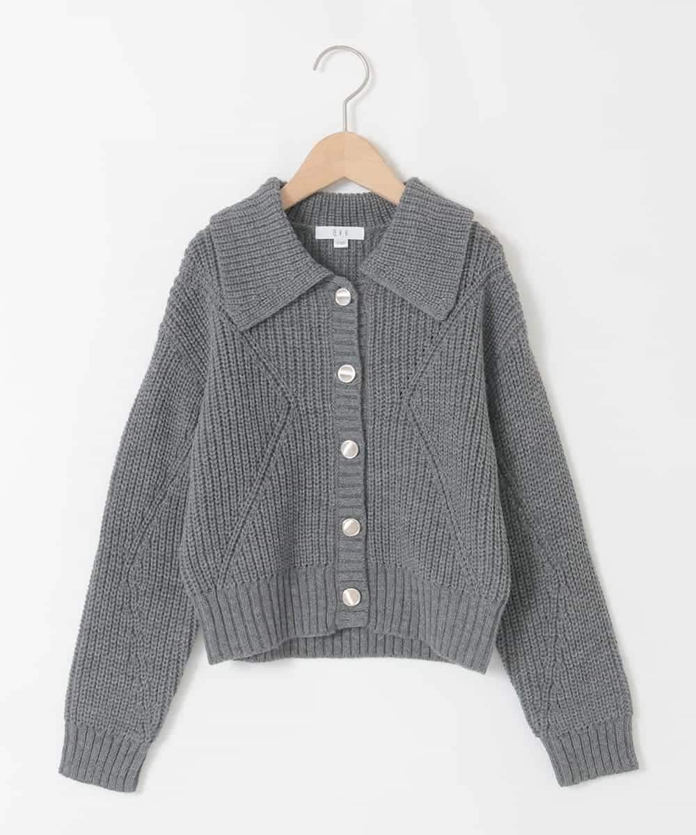 KJCLA40044 a.v.v KIDS(アー・ヴェ・ヴェ) [130-160]襟付きカーディガン ダークグレー