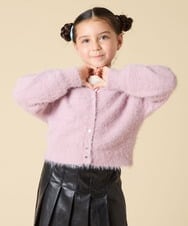 KJCLA42044 a.v.v KIDS(アー・ヴェ・ヴェ) [120-160]フェザー調カーディガン ピンク