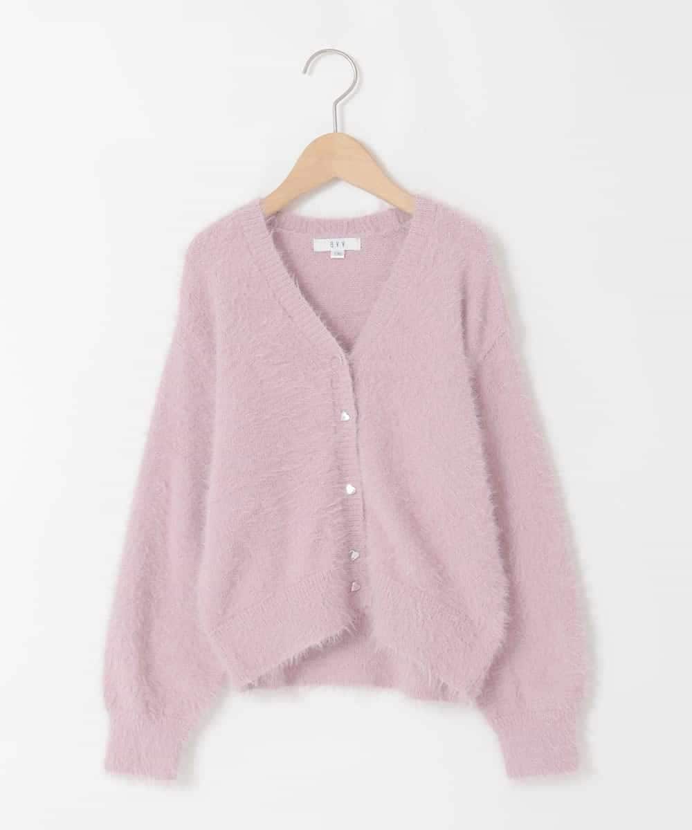 KJCLA42044 a.v.v KIDS(アー・ヴェ・ヴェ) [120-160]フェザー調カーディガン ピンク