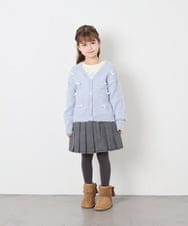 KJCLD08049 a.v.v KIDS(アー・ヴェ・ヴェ) [130-160]【洗える】リボンフェザーカーデ ライトブルー