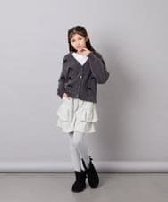 KJCLD08049 a.v.v KIDS(アー・ヴェ・ヴェ) [130-160]【洗える】リボンフェザーカーデ グレー