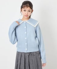 KJCLD09049 a.v.v KIDS(アー・ヴェ・ヴェ) [130-160]【手洗い】バイカラーセーラーカーデ ライトブルー