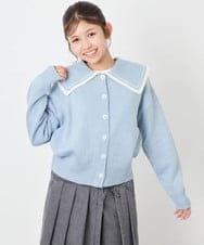 KJCLD09049 a.v.v KIDS(アー・ヴェ・ヴェ) [130-160]【手洗い】バイカラーセーラーカーデ ライトブルー