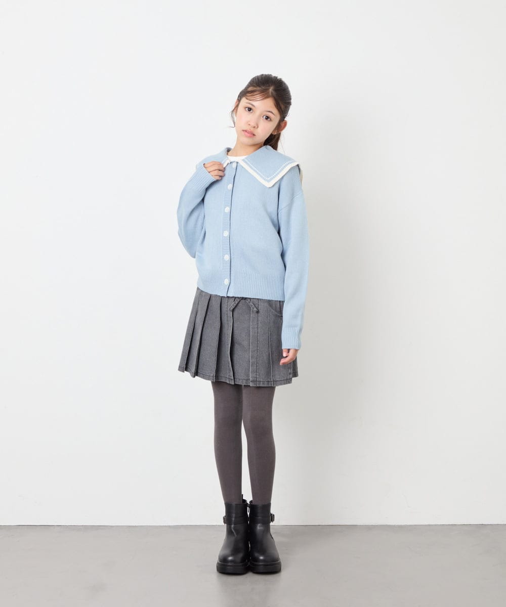 KJCLD09049 a.v.v KIDS(アー・ヴェ・ヴェ) [130-160]【手洗い】バイカラーセーラーカーデ ライトブルー
