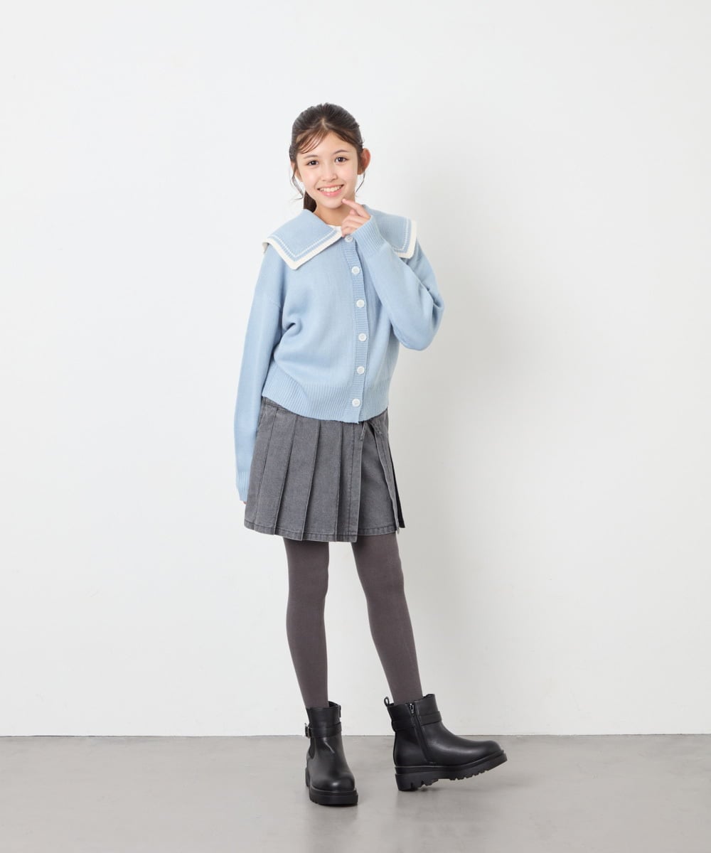 KJCLD09049 a.v.v KIDS(アー・ヴェ・ヴェ) [130-160]【手洗い】バイカラーセーラーカーデ ライトブルー