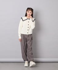 KJCLD09049 a.v.v KIDS(アー・ヴェ・ヴェ) [130-160]【手洗い】バイカラーセーラーカーデ アイボリー