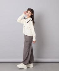 KJCLD09049 a.v.v KIDS(アー・ヴェ・ヴェ) [130-160]【手洗い】バイカラーセーラーカーデ アイボリー
