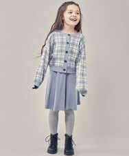 KJCLP61034 a.v.v KIDS(アー・ヴェ・ヴェ) [100-130]チェック柄ニットカーディガン ライトブルー