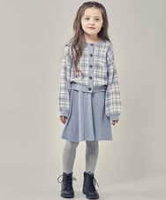 KJCLP61034 a.v.v KIDS(アー・ヴェ・ヴェ) [100-130]チェック柄ニットカーディガン ライトブルー
