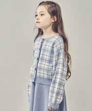 KJCLP61034 a.v.v KIDS(アー・ヴェ・ヴェ) [100-130]チェック柄ニットカーディガン ライトブルー