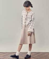 KJCLP61034 a.v.v KIDS(アー・ヴェ・ヴェ) [100-130]チェック柄ニットカーディガン ライトブルー