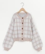 KJCLP61034 a.v.v KIDS(アー・ヴェ・ヴェ) [100-130]チェック柄ニットカーディガン ベージュ