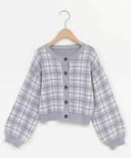 KJCLP61034 a.v.v KIDS(アー・ヴェ・ヴェ) [100-130]チェック柄ニットカーディガン ライトブルー