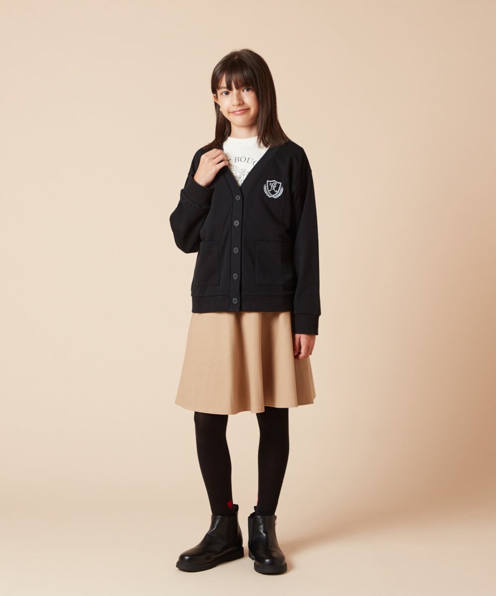 KJCLW41039 a.v.v KIDS(アー・ヴェ・ヴェ) [140-150]エンブレム刺繍入り裏毛カーディガン グレー