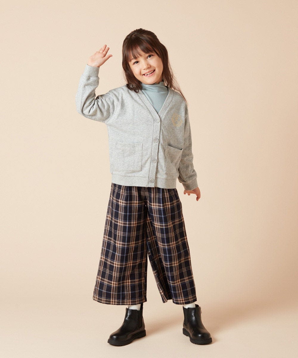 KJCLW41039 a.v.v KIDS(アー・ヴェ・ヴェ) [140-150]エンブレム刺繍入り裏毛カーディガン グレー