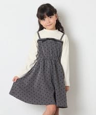 KJEAD02054 a.v.v KIDS(アー・ヴェ・ヴェ) [120-160]フロッキードットプリントドッキングワンピース ダークグレー