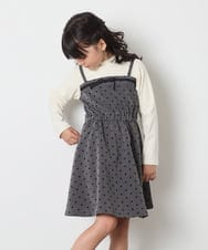 KJEAD02054 a.v.v KIDS(アー・ヴェ・ヴェ) [120-160]フロッキードットプリントドッキングワンピース ダークグレー