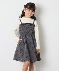 KJEAD02054 a.v.v KIDS(アー・ヴェ・ヴェ) [120-160]フロッキードットプリントドッキングワンピース ダークグレー