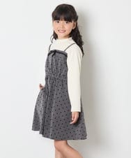 KJEAD02054 a.v.v KIDS(アー・ヴェ・ヴェ) [120-160]フロッキードットプリントドッキングワンピース ダークグレー